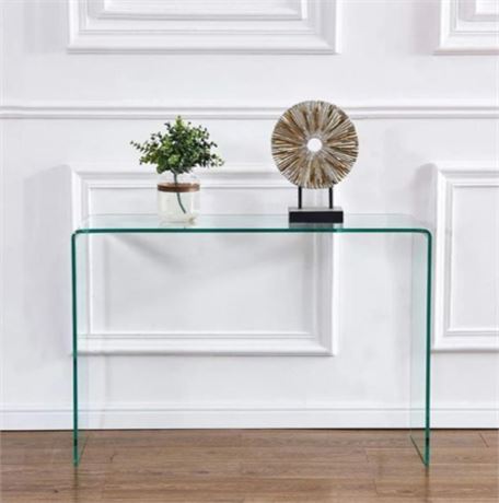 Plata Import 30-in Glass Modern Waterfall Console Table, 30-in x 30-in x 8-in
