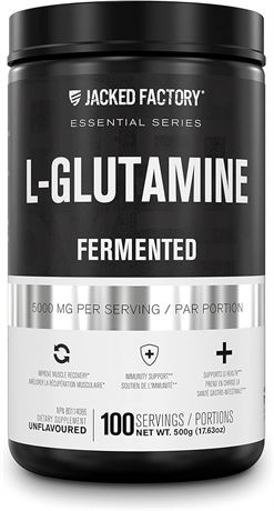 L-Glutamine Powder 500g, 100 Servings - Vegan Fermented L Glutamine