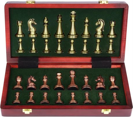 Agirlgle International Chess Set with folding wooden chess board