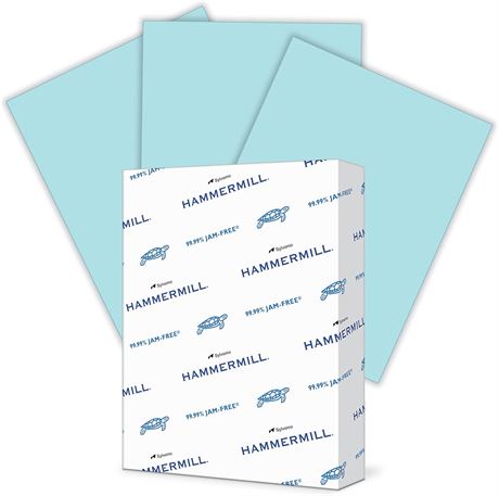 Hammermill Colored Paper, 20 lb Blue Printer Paper, 8.5 x 11-1 Ream (500 Sheets)
