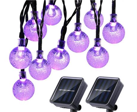 2 Pack Solar String Lights 20ft 30LED Solar Globe Lights - Purple