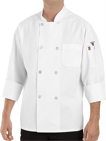 Med White Chef Designs Men's Eight Pearl Button Chef Coat