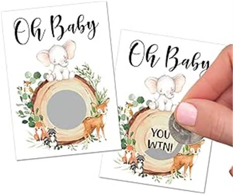 Greenery Baby Shower Scratch Off Game 48 Raffle Cards,