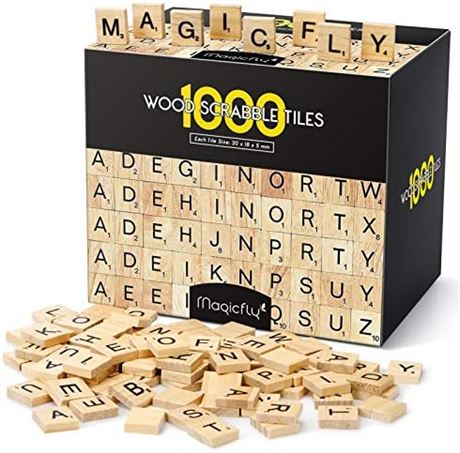 1000 Pcs Scrabble Tiles, Magicfly Wooden Letter Tiles