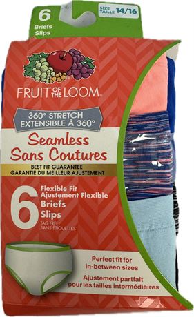 14/16 - Girls Fruit of the Loom Girls Seamless Classic Briefs 6 Pack