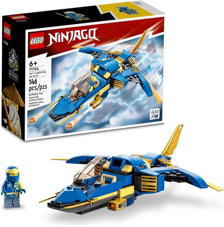 LEGO NINJAGO Jay’s Lightning Jet EVO 71784, Upgradable Toy Plane