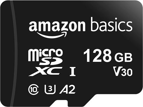 Basics 128GB microSDXC Memory Card with Full Size Adapter, 100MB/s, U3