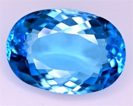 34.88 ct Natural Fancy Swiss Blue Topaz Gemstone ($9,765 Appraisal)