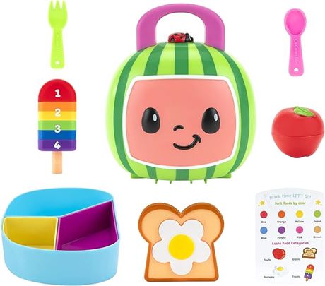CoComelon Lunchbox Playset - Includes Lunchbox, 3-Piece Tray, Fork, Spoon, Toast