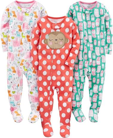 5T - Simple Joys by Carter's Baby and Toddler Girls' 3-Pack Snug Fit Footed