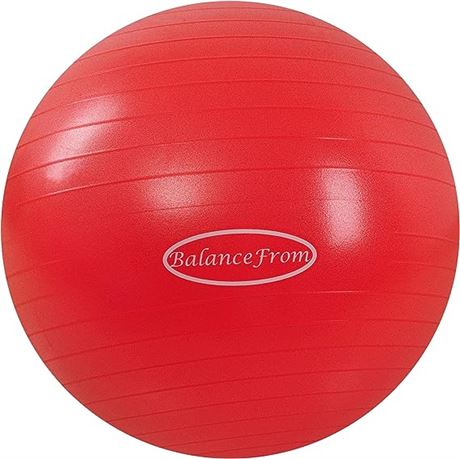 26" BalanceFrom Anti-Burst and Slip Resistant Exercise Ball Yoga Ball, Red