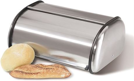 Oggi Stainless Steel Roll Top Bread Box for Kitchen Countertop with Stainless St