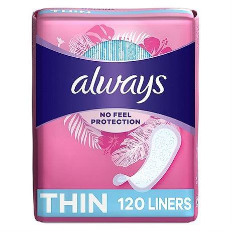 Always Thin Daily Liners, Regular Absorbency, 120 count
