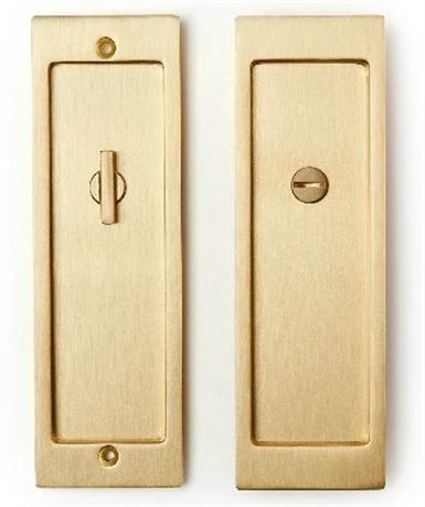 PRESTON PRIVACY MODERN POCKET DOOR SET - BRUSHED GOLD