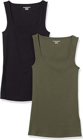 US XL: Womens 2-Pack Slim Fit Square Neck Tank