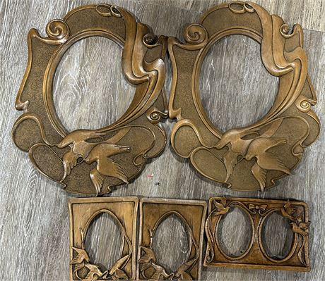 5 Hand Carved Wood Look- very fine details Assorted sizes