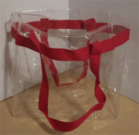 Lot of 5 Debco TO6379 Stadium Clear Vinyl Tote Bags, Clear/Red