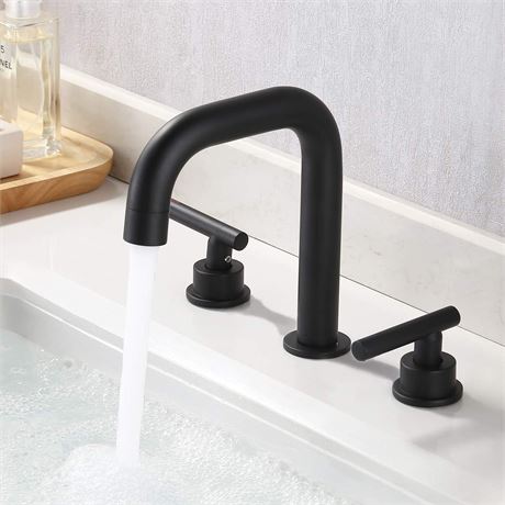KES Black Bathroom Faucet Widespread 3 Hole Faucets Sink Faucet Vanity Faucets