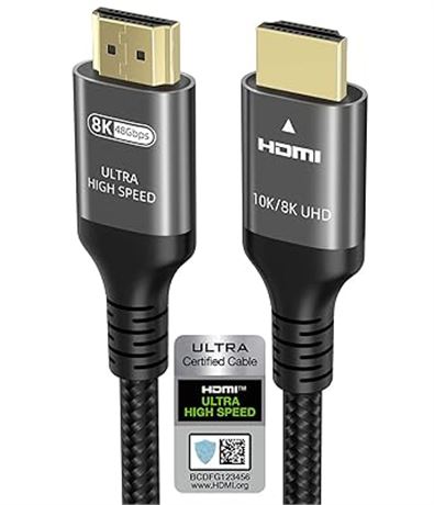 Ubluker 10K 8K 4K HDMI Cable 48Gbps 6.6 FT, Certified Ultra High Speed HDMI®