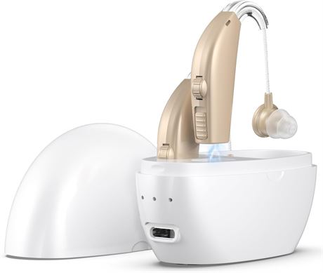 Rechargeable Hearing Aids, with Portable Charging Case, Mini Completely-in-Canal
