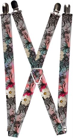 Buckle-Down unisex adults Buckle-down - Floral Suspenders, Multicolor, One Size