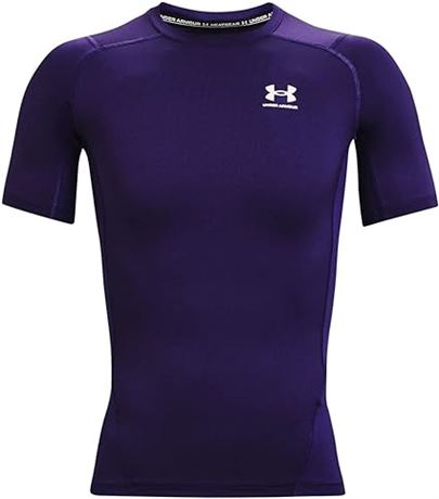 Med Purple Armour HeatGear Compression Short-Sleeve T-Shirt Mens