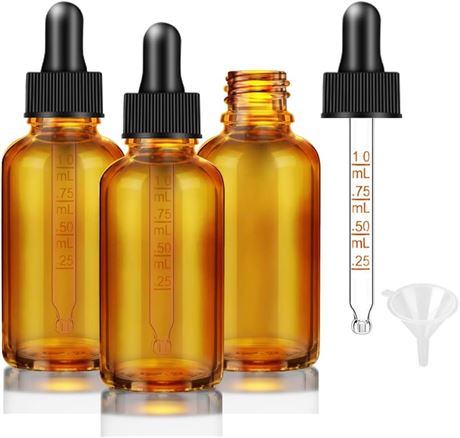 Dropper Bottle 1 oz, Bumobum Amber Glass Eye Dropper Bottles for Essential Oils
