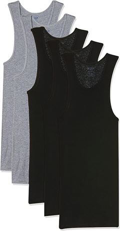 SMALL - Gildan Men's A-shirt Tanks, Multipack, Style G1104, Grey/Black (5 Pack)