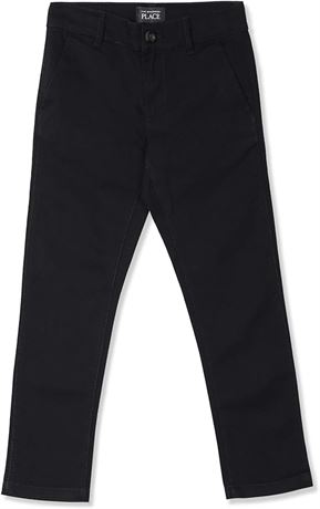 US 12 The Children's Place Boys Stretch Skinny Chino Pants, Black