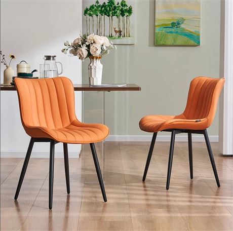 2PC-Heitger Leather Upholstered Side Chairs Modern Dining Chairs,