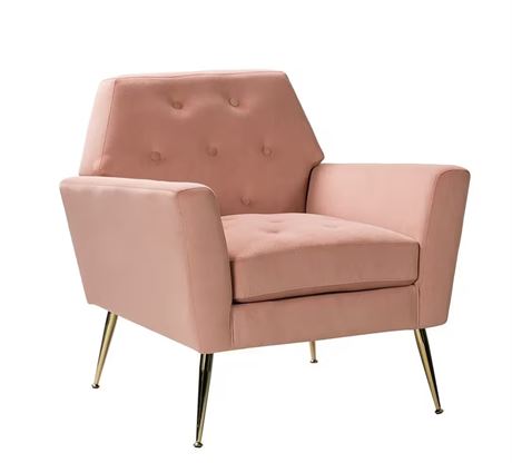 Ernesto Pink Upholstered Armchair with Tufted Back