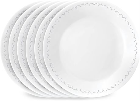 Corelle 6-Piece 6.75" Appetizer Round Plates, Vitrelle Triple Layer Glass