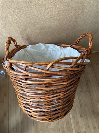 Cane hand woven basket with fabric liner