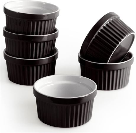 homEdge Porcelain Ramekins Set, 240 ml / 8 Fl Ounces Ice Cream Bowl, Creme Brûlé
