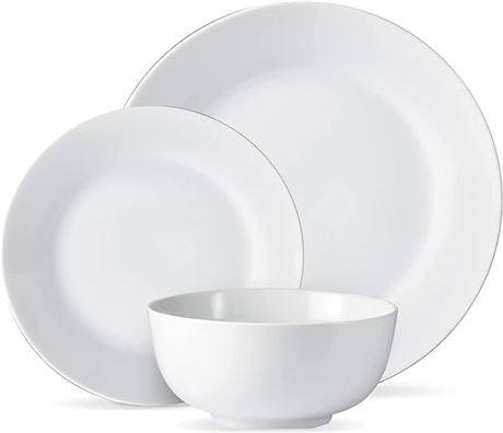 Safdie & Co. - Plain White Plates and Bowls Sets, Modern Dinnerware Set