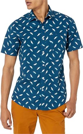 LRG -  Essentials Men's Slim-Fit Short-Sleeve Print Shirt, Classic Blue Birds