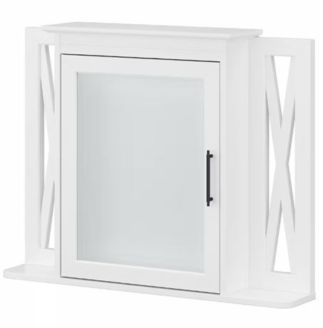 Bush Furniture Key West Bathroom Medicine Cabinet with Mirror in White Ash