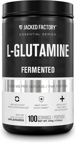 L-Glutamine Powder 500g, 100 Servings - Vegan Fermented L Glutamine Powder