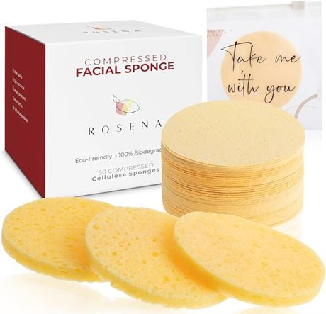 Facial Sponges - 50 Count Compressed Cellulose Face Cleansing