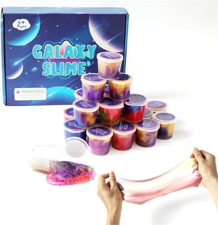 Slime Kit for Kids Aged 5 6 7 8 9, 20 Pcs Galaxy Slime Toys Set Party Favors