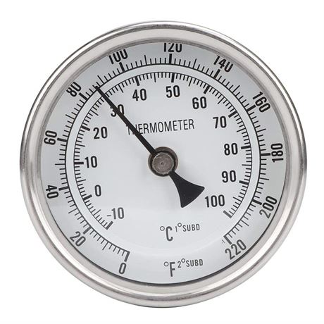 Jeffergarden Brew Thermometer, 1/2" NPT Stainless Steel Pot Thermometer