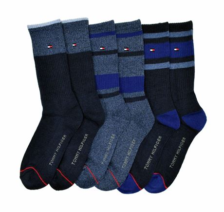 7-12 - 6 Pair Tommy Hilfiger Crew Sock Mens Sizes