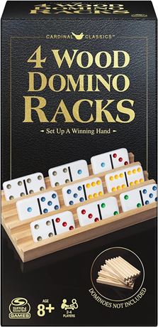 Wood Domino Racks, Set of 4 Trays for Mexican Train and Other Dominoes Games