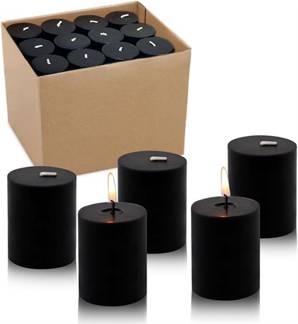 12 Hour Black Votive Candles, 23 Packs Unscented 2.0 inch Wax Candles for Weddin
