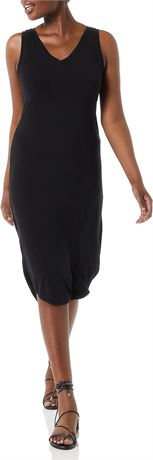 XL - Essentials Womens Jersey Sleeveless V-Neck Midi Dress, Black