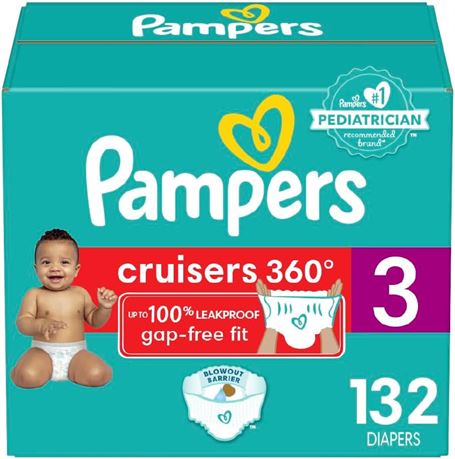Diapers Size 3, 132 Count - Pampers Pull On Cruisers 360°