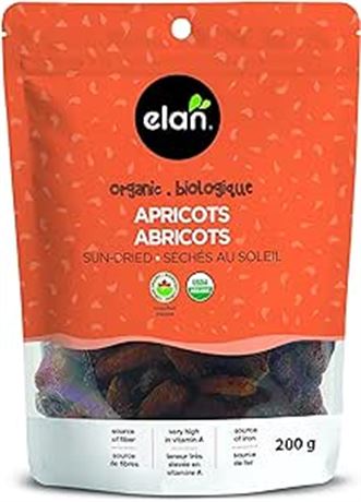 Elan Organic Sun-Dried Apricots, 200g, Dried Fruits, No Sulphites, No Sugar Adde
