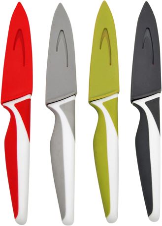 Starfrit Gourmet - Set of 4 Paring Knives with Protective Covers-Stainless Steel
