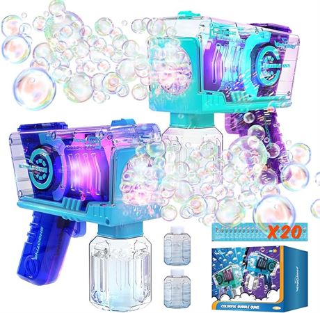 Eaglestone Bubble Gun 2 Packs, Automatic Bubble Machine for Kids