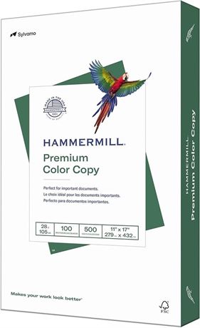 Hammermill Printer Paper, Premium Color 28 lb Copy Paper, 11 x 17, 1 Ream, 500ct